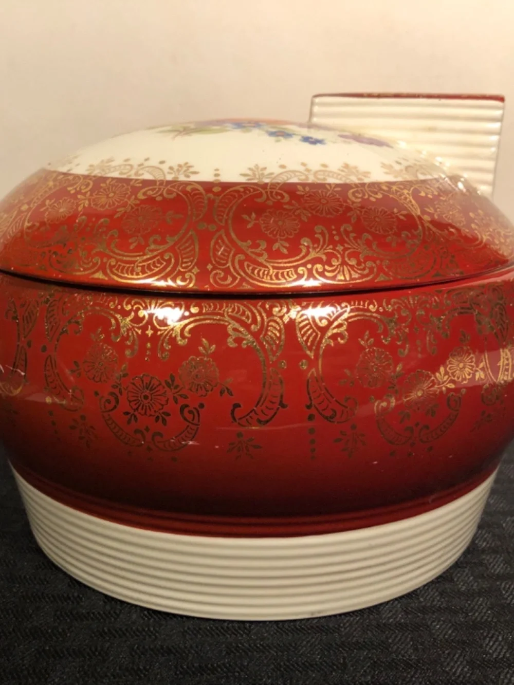 Limoges Triumph Meissen Rose Maroon Emperor Covered Serving Bowl Deco American